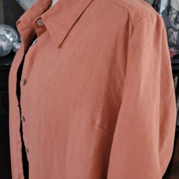 Linen Button Front Shirt - Picture 2 of 3